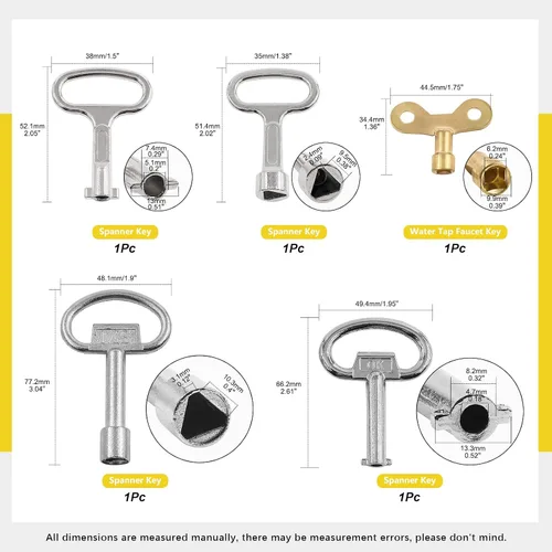 Vista 3 de Kit de 13 llaves utilitarias para plomeros, juego de herramientas de llave de servicio de 4 vías, llave de llave triangular para gabinete, llaves