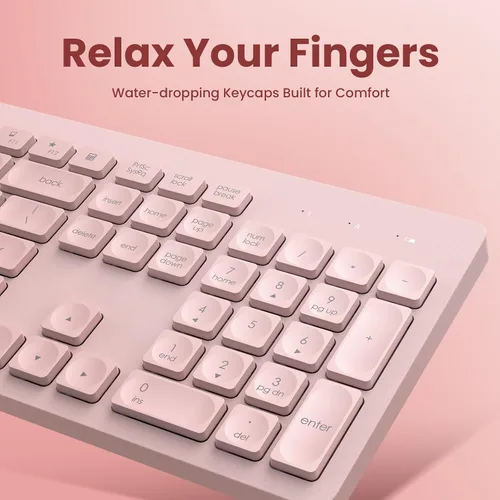 Vista 8 de Combo de teclado y mouse inalámbricos, VEILZOR 2.4G Ultradelgado USB, conjunto de teclado y mouse, teclas con forma de gota de agua, 12 atajos