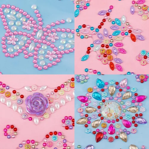 Vista 3 de PAGOW 11 hojas de calcomanías de diamantes de imitación, gemas MultiColor1
