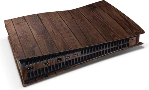 Vista 2 de PS5 - Adhesivo vinal de madera para consola de discos y 2 fundas para controladores