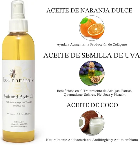 Vista 3 de Bee Naturals, Aceite de baño y cuerpo, 8 fl oz