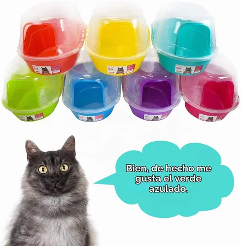 Vista 9 de Petphabet Caja de Arena para Gatos con Capucha Jumbo, Extra Grande, Azul Claro