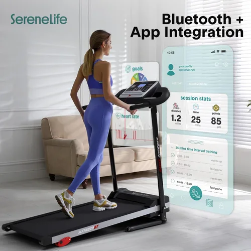 Vista 8 de SereneLife Treadmill with Incline & Handle Bars Compact Portable Walking Pad & Treadmill for Home/Apartment Wide Running Belt 40" x 16