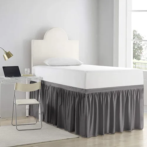 Vista 16 de Falda de cama de calidad de hotel de 800 hilos, 100% algodón con volantes, tamaño de 30 pulgadas, suave, extra larga, elástica, para dormitorio