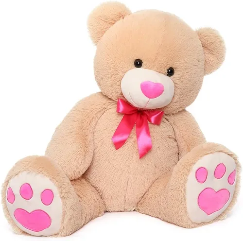 Vista 9 de Oso de peluche marrón Tezituor, oso de peluche grande de 66 cm de peluche suave para niña, niño, novia, oso de peluche suave de regalo para baby