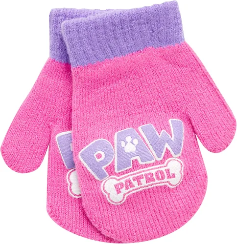 Vista 4 de Nickelodeon Sombrero de invierno para niñas de Paw Patrol y 2 pares de manoplas o guantes (edad 2-7)