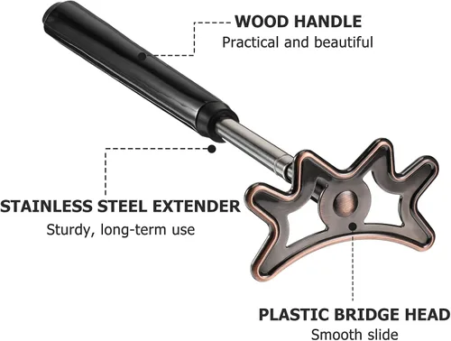 Vista 5 de Sumind Palo de puente retráctil para billar, puente de billar ajustable con cabeza extraíble, mango de madera y 5 ranuras de posición, accesorios