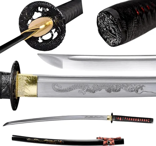 Vista 10 de Katana Real Samurai Sword, Handmade Japanese Swords Full Tang 1060 1090 T10 Carbon Steel, for Training, Collecting, Dojo, Lovers of Japanese Culture