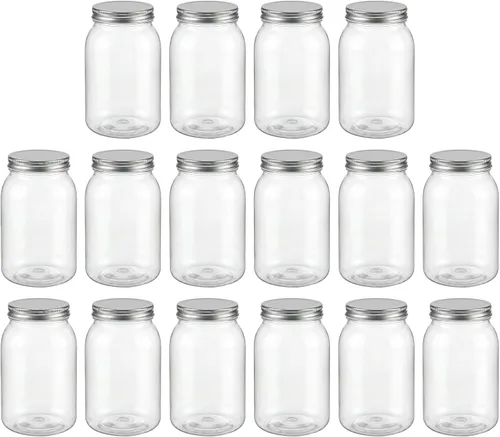 Vista 11 de novelinks Tarros de plástico de 32 onzas y tarros de plástico transparente Negro