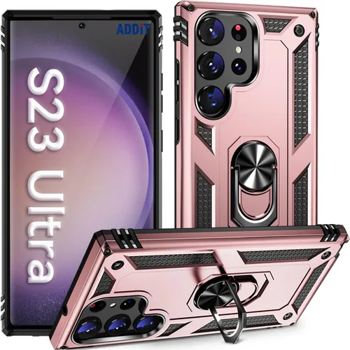 Vista 25 de ADDIT Funda S23 para Samsung Galaxy S23 de 6.1 pulgadas, con anillo de soporte, soporte ajustable, grado militar, protección resistente, a prueba