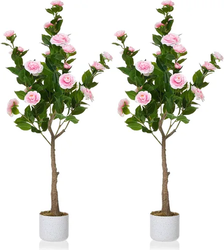 Vista 33 de GarveeHome Árbol de buganvilla artificial de 5 pies, planta de buganvilla de seda sintética con maceta, decoración interior y exterior, planta
