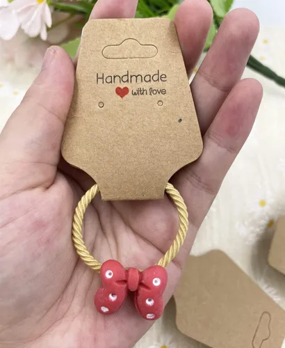 Vista 6 de Tarjetas de exhibición de pulsera, 100 collares, tarjetas autoadhesivas, embalaje de joyas para pequeñas empresas, tarjetas de papel kraft