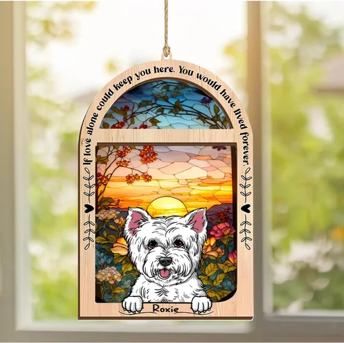 Vista 158 de LOVELYPOD Adorno de Navidad personalizado de sabueso afgano, atrapasoles con nombre, regalos de pérdida de mascotas, regalos para amantes