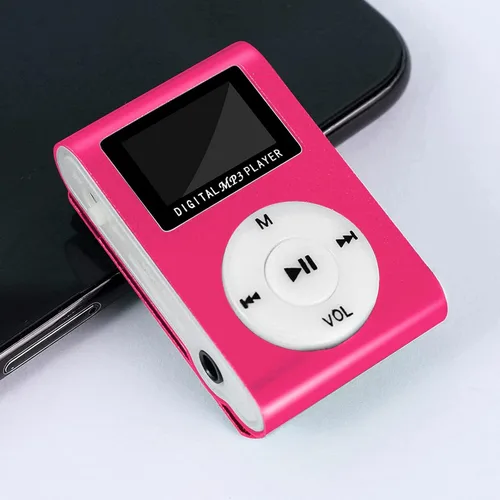 Vista 8 de Reproductor de MP3 para deportes, reproductor de música portátil USB de viaje con altavoz, pantalla LCD, música digital, tiempo de espera Negro