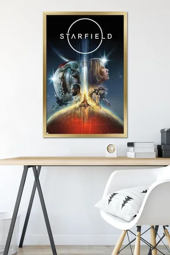 Vista 6 de Trends International Starfield - Póster de pared de arte clave, 34 pulgadas de largo x 22.4 pulgadas, versión enmarcada en oro Versión con marco