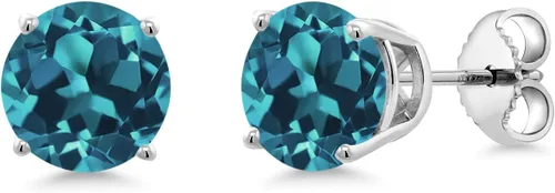 Vista 66 de Gem Stone King Aretes de plata de ley 925 con piedra natal redonda de 0.276 in para mujer