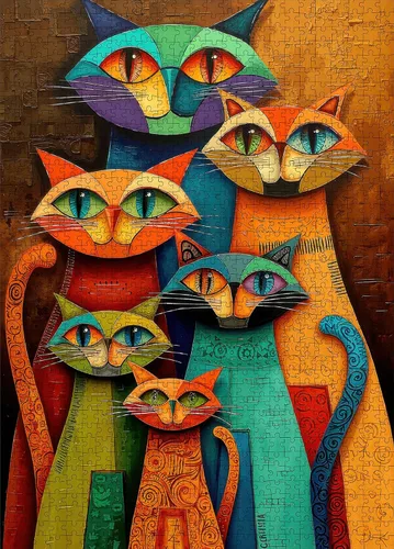 Vista 23 de Rompecabezas de gato abstracto – 1000 piezas de rompecabezas abstractos de gatitos para adultos, rompecabezas de papel de gato artístico