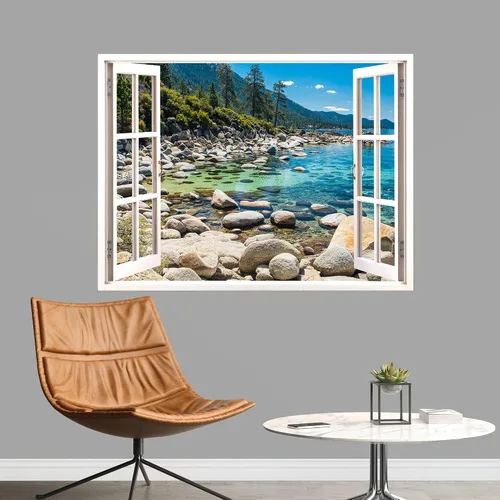 Vista 54 de IDEA4WALL Adhesivo mural removible para pared, arena blanca tropical, playa, orilla, palmera, naturaleza, desierto, fotografía, arte moderno