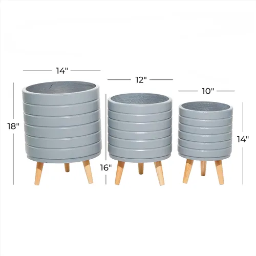 Vista 9 de Deco 79 CosmoLiving by Cosmopolitan 46527 - Maceta, color gris