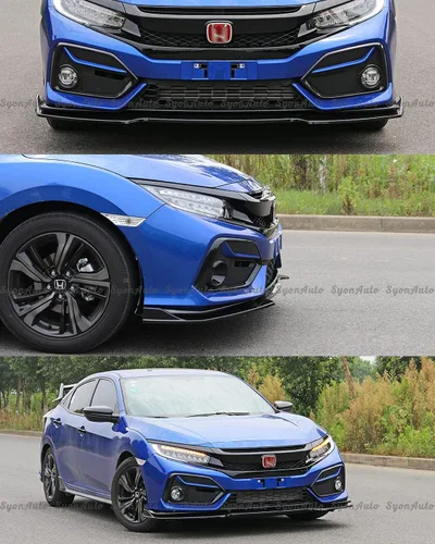 Vista 5 de Se adapta a Honda Civic Hatchback 2016-2021 y Si JDM GLOSS BLACK PARACHOQUES DELANTEROS