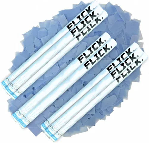 Vista 27 de Ultimate Confetti - Paquete de 8 varitas de confeti azul bebé - Palitos de mano de 6 pulgadas de papel de seda biodegradable para bodas, cumpleaños