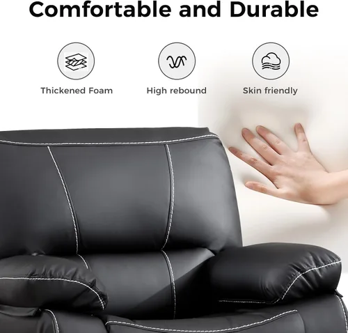 Vista 6 de EBELLO Silla reclinable manual de piel sintética, con respaldo cómodo y respaldo reclinable, muebles de primera calidad para sala de estar, muebles