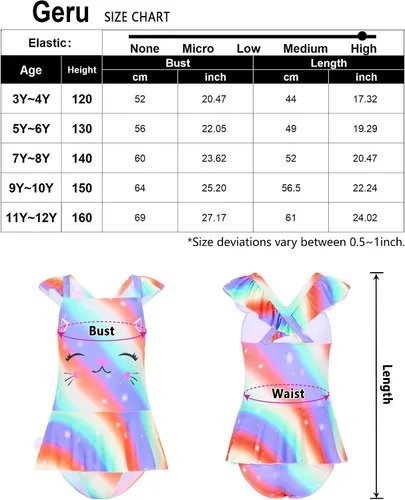 Vista 5 de GERU Trajes de baño de una pieza para niñas de 3 a 12 años