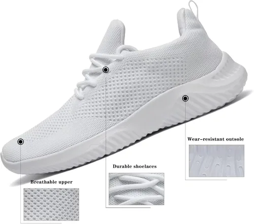 Vista 4 de Wrezatro Zapatos para caminar para hombre, ultraligeros, transpirables, antideslizantes, informales, de moda, de malla, para entrenamiento, deportes