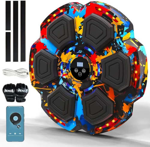 Vista 10 de Music Boxing Machine, Smart Music Punching Machine for Adults Kids, Bluetooth Music Sync, Wall-Mounted Workout/Training Equipment with Boxing