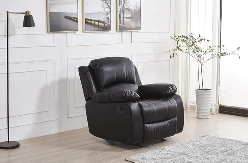 Vista 17 de Betsy Furniture Sofá reclinable de piel sintética con consola 8018, varios colores (beige, sofá biplaza)