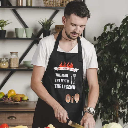 Vista 6 de LYLPYHDP Delantales divertidos para hombres, correa ajustable para el cuello, impermeable y resistente al aceite. Perfecto para asar a la parrilla