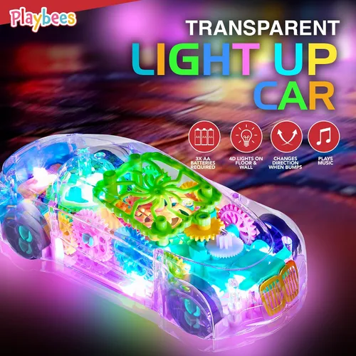 Vista 3 de Playbees Juguete de coche transparente iluminado, juguetes para niños autistas de 3 a 5 años, juguete sensorial para niños con autismo, juguetes
