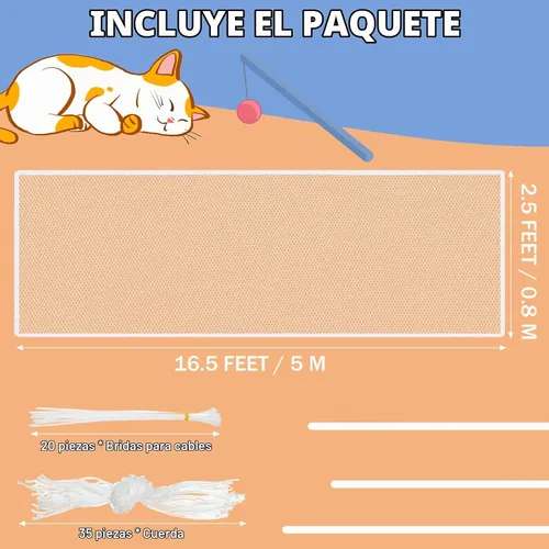 Vista 2 de Shappy - Pantalla de balcón para mascotas y gatos, 16.5 pies x 2.5 pies, 56