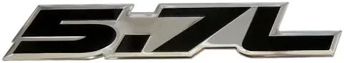 Vista 3 de Placa de identificación de aluminio altamente pulido de 5.7 litros en negro sobre plata, placa de identificación para automóvil, camión, motor