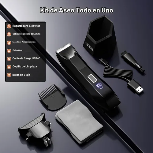 Vista 8 de VIKICON 2 en 1 Manscape Trimmer & Shavers para hombres: maquinilla de afeitar eléctrica de cuerpo completo sin nick para púbico, bolas, pelo trasero
