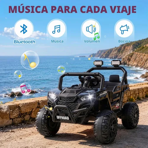 Vista 3 de Winado 12V Ride on Off-Road UTV, coche eléctrico para niños con control Negro