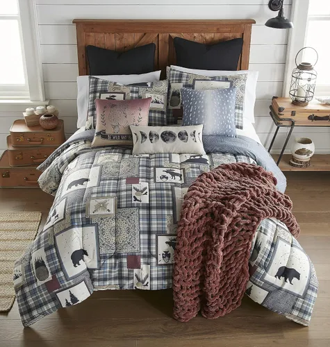 Vista 12 de Donna Sharp Juego de ropa de cama Queen – 3 piezas – Juego de edredón Forest Grove Lodge con edredón Queen y dos fundas de almohada estándar
