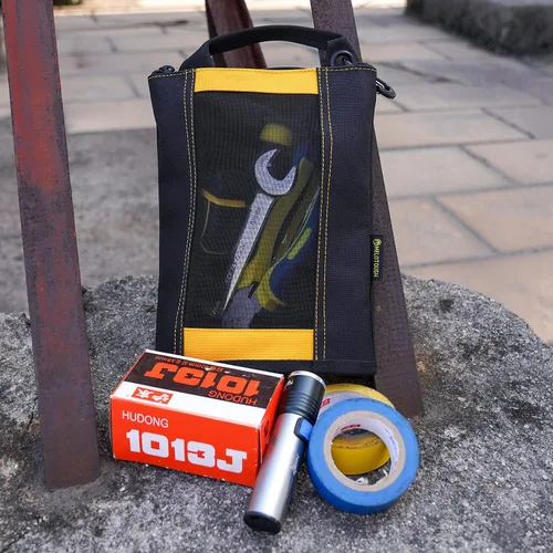 Vista 6 de MELOTOUGH Bolsa de sujetadores pequeña con cremallera, bolsa de herramientas de lona con cremallera, bolsa de utilidad con ventana de malla