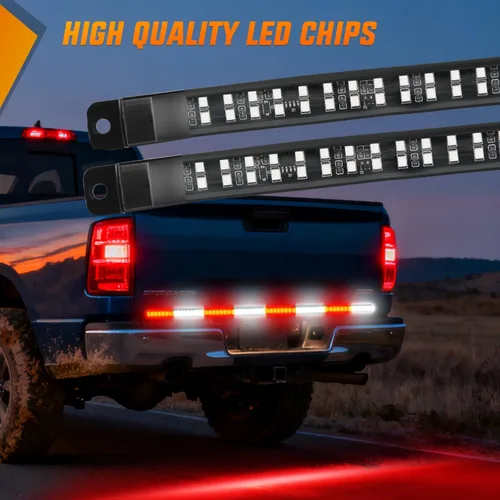Vista 50 de Nilight - Tira de luz LED para plataforma trasera de 30 pulgadas de UTV, 204 LED, luces de freno ámbar, luces intermitentes rojas, compatible