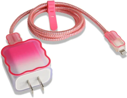 Vista 16 de Compatible con iPhone de 18 W/20 W, funda de cargador USB-C, bonito protector de cargador suave transparente con ondas de corazón 3D, bonito