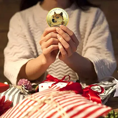 Vista 5 de Dogecoin Moneda conmemorativa 2021 de 2 piezas de 1 onza chapada en oro, plateada, monedas coleccionables de edición limitada Dogecoin con cubierta