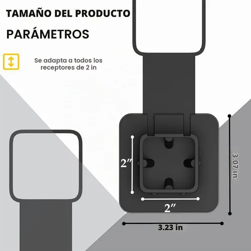 Vista 6 de Cubierta de enganche de bandera negra, enchufe de tubo (se adapta a receptor de 2 pulgadas, negro)
