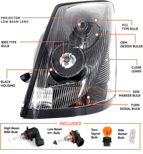 Vista 3 de Torque Faro delantero para conductor lado izquierdo de repuesto para camiones semi Volvo VNL 670 780 2004-2018 VN VNM 200 300 430 630 730 2005 2006