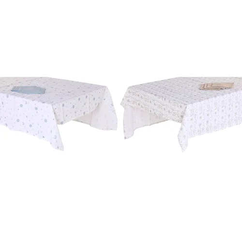 Vista 2 de Mantel y servilletas DKD Home Decor 150 x 150 x 0,5 cm Azul Marrón Blanco (2 Unidades)