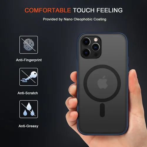 Vista 2 de TENDLIN MagSafe - Funda magnética compatible con iPhone 12 / iPhone 12 Pro [MagSafe] translúcida mate con parte trasera dura de silicona suave