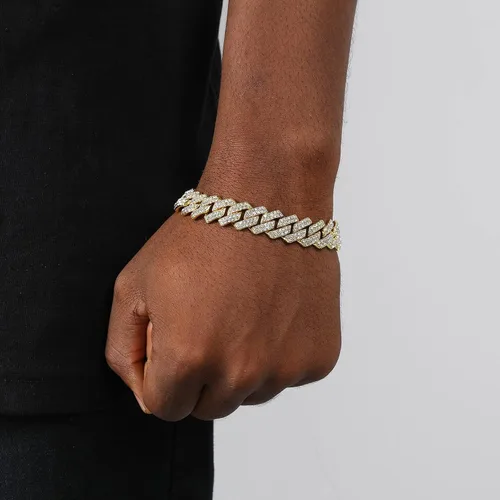 Vista 3 de Saintda Pulsera de eslabones cubanos para hombres y mujeres, pulseras de plataorooro rosa, pulsera cubana de Miami, joyería de hip hop, regalo