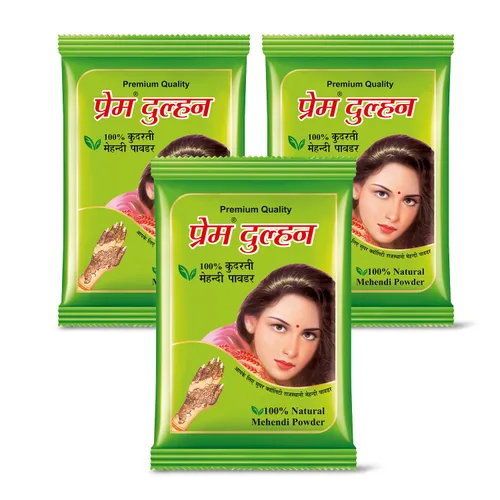 Vista 11 de Prem Dulhan Henna Mehendi en polvo natural (17.637 onzas), cuidado orgánico del cabello para hombres y mujeres, mezcla de hierbas puras