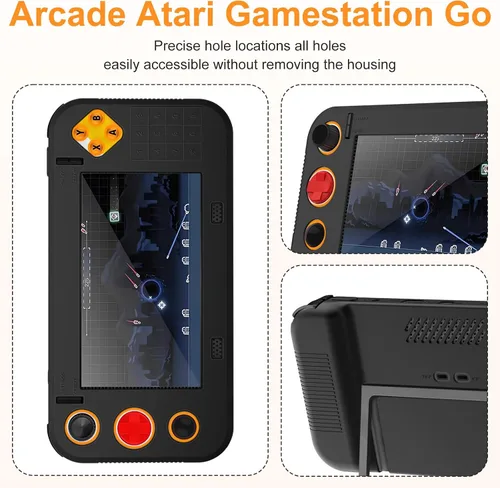 Vista 3 de Funda para Atari Gamestation Go,NOUKAJU Game Console Case,Anti-Drop,Scratch,Shock,Funda protectora de silicona para Atari Gamestation Go Game