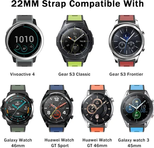 Vista 5 de ISABAKE Correa de reloj para Garmin Vivoactive 4/Venu 2/Venu 3/Gear S3 Frontier/Classic, correa de silicona de liberación rápida de 0.866 in