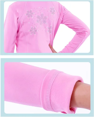 Vista 5 de Chaqueta de patinaje artístico con pantalones para adultos y niños, pantalones largos, patinaje sobre hielo, ropa deportiva cálida, traje